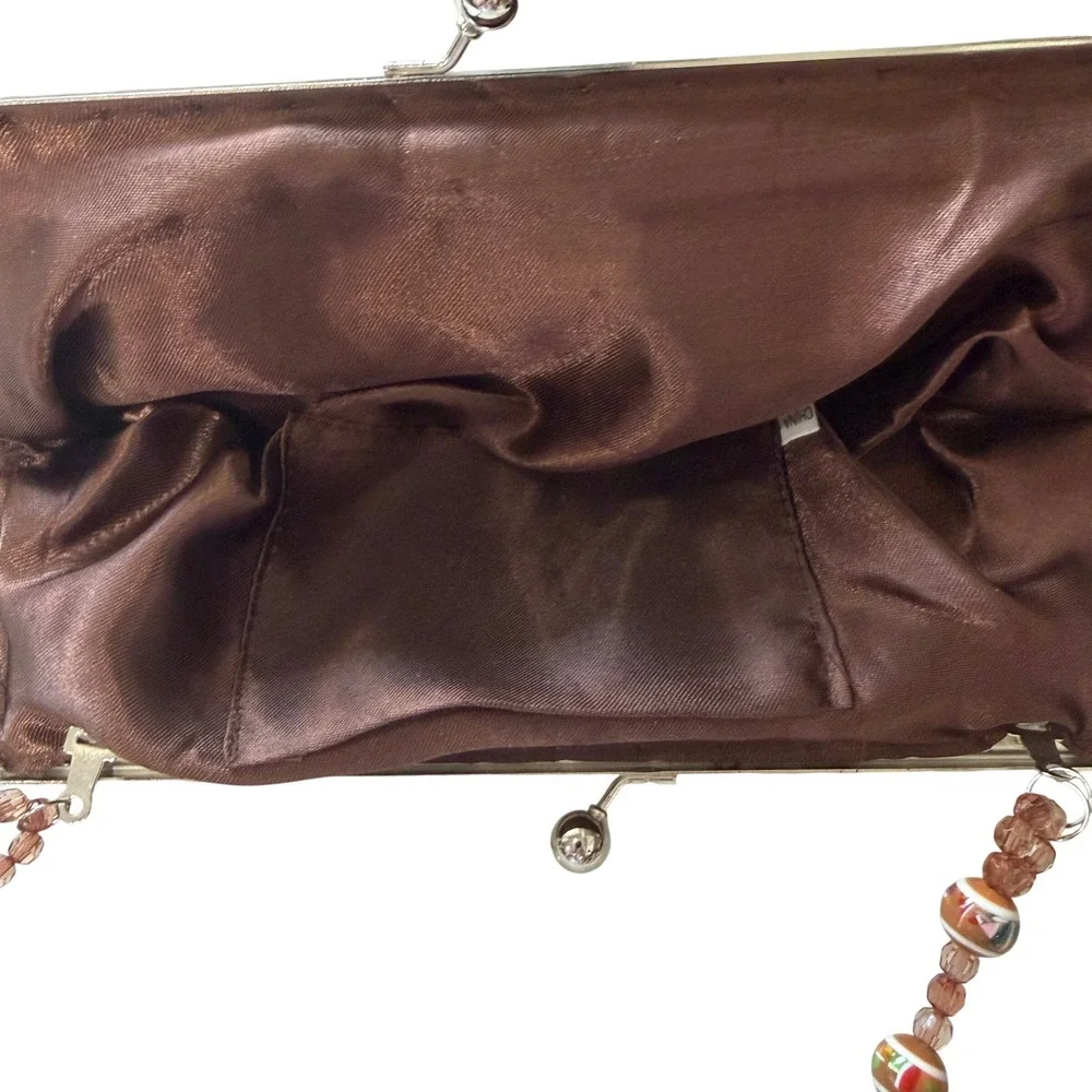 Vintage Beaded Satin Clutch Bag Whimsigoth Y2K Fairy Boho Evening Purse Coquette